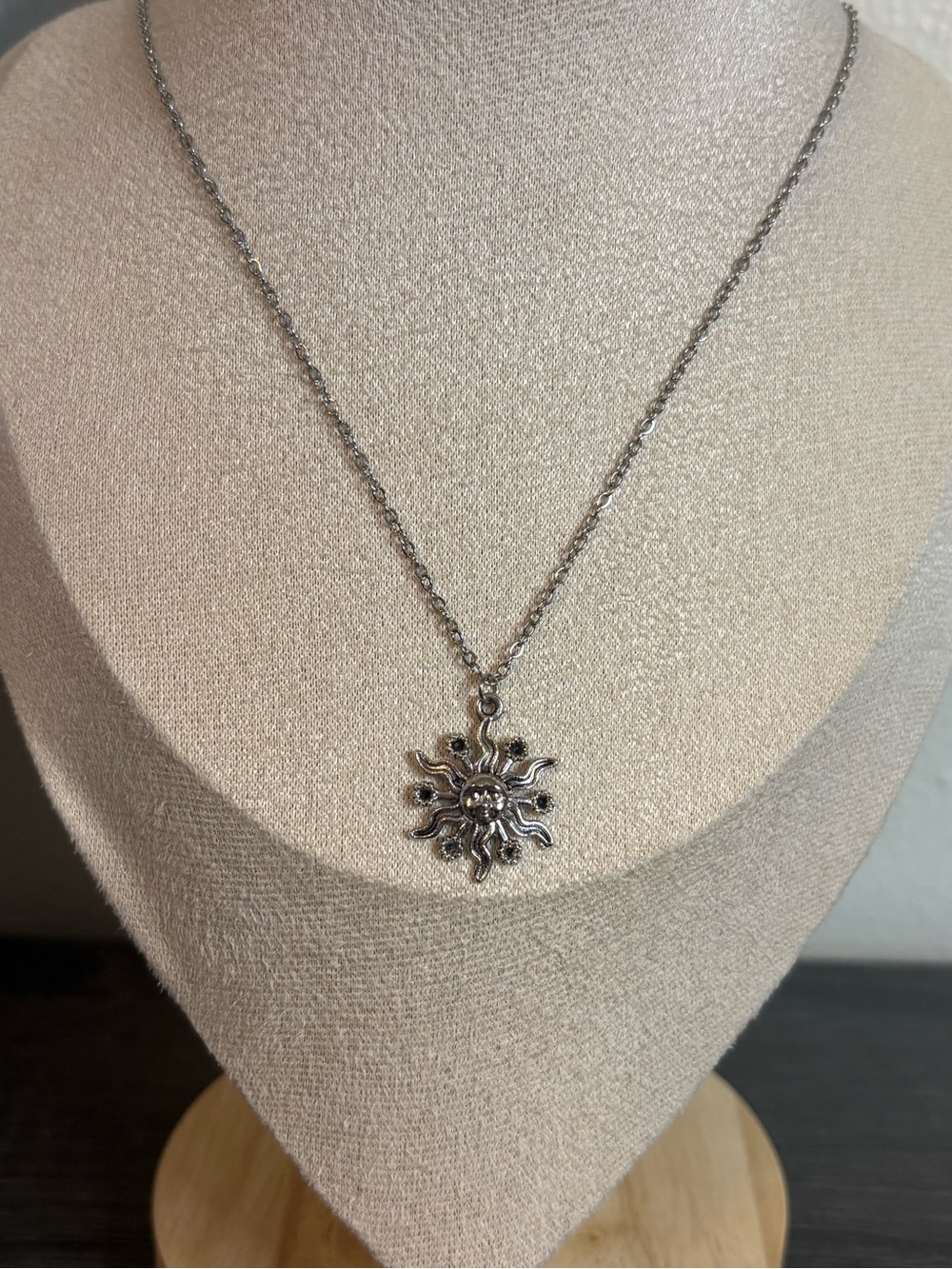 Handmade Silver Floral Sun Necklace